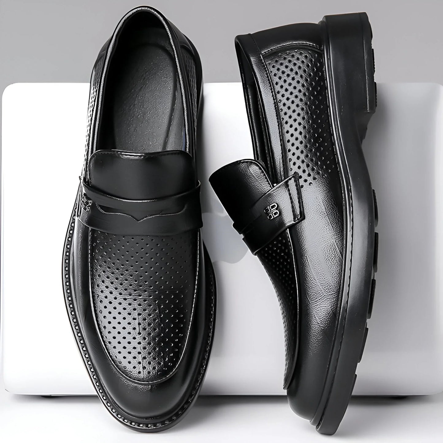 Leonardo Perforated Leather Loafers