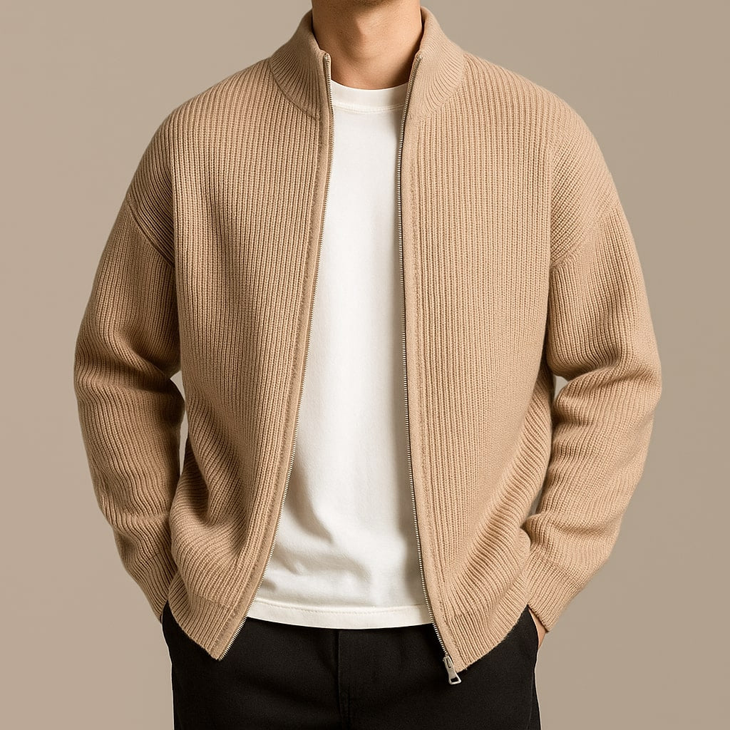 Marcello Ribbed Zip Cardigan