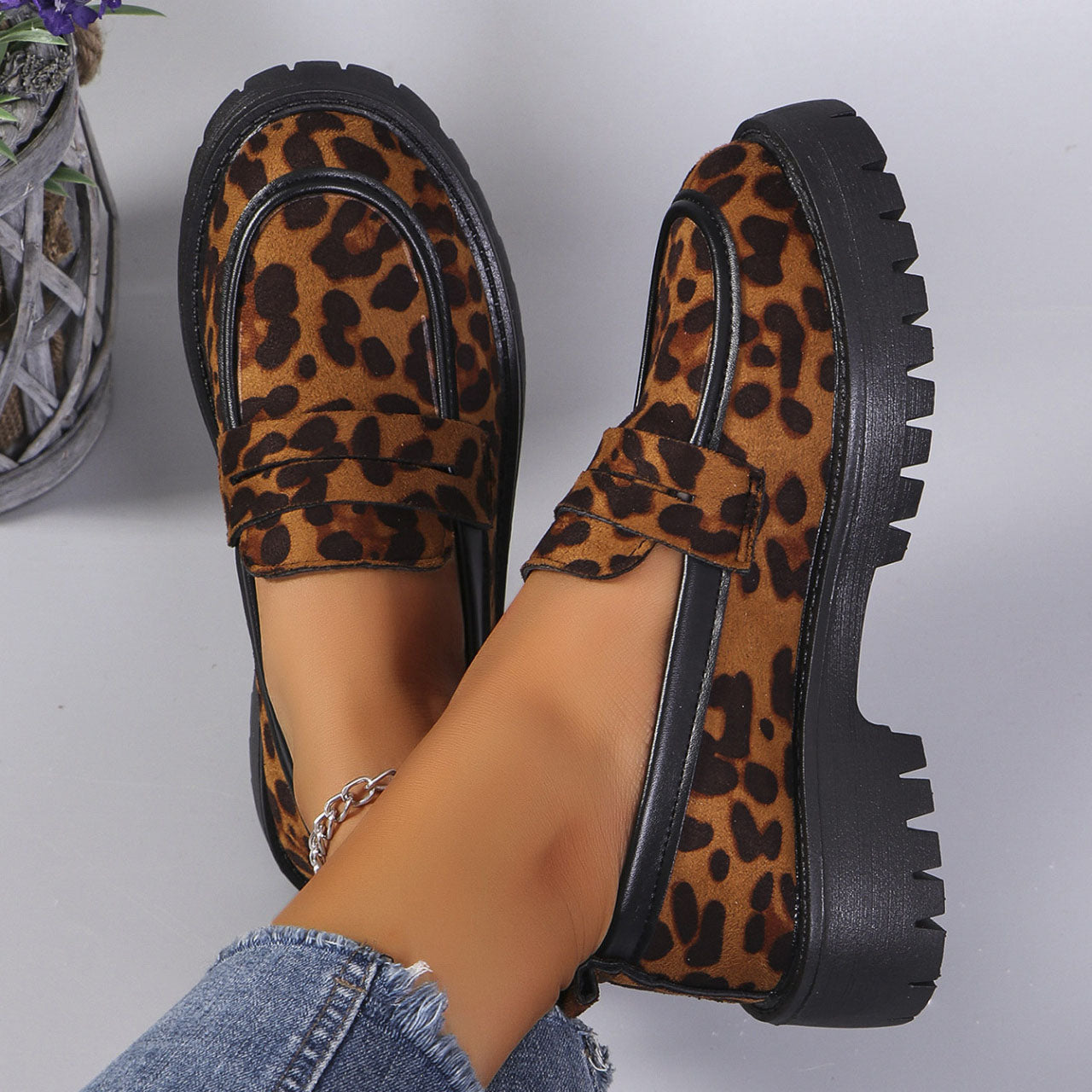 Marcella Leopard Print Loafers