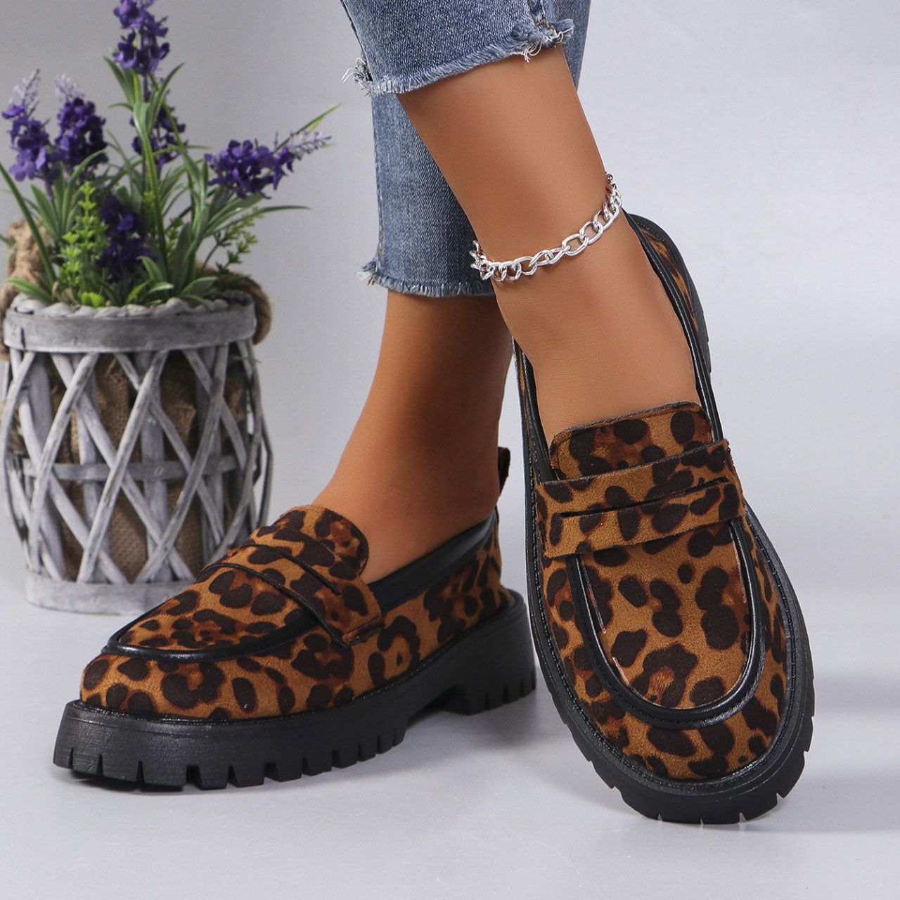 Marcella Leopard Print Loafers